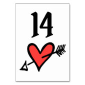 Aangepast bruiloft-liefdeshart zwart en rood tabel kaart (Achterkant)