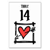 Aangepast bruiloft-liefdeshart zwart en rood tabel kaart (Achterkant)