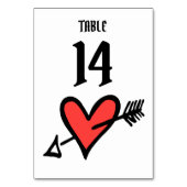 Aangepast bruiloft-liefdeshart zwart en rood tabel kaart (Achterkant)