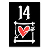 Aangepast bruiloft-liefdeshart zwart en rood tabel kaart (Achterkant)