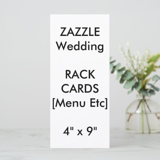 Aangepast bruiloft menu & programmacards 9 x 4 inc (Staand voorkant)
