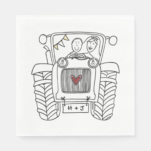 Aangepast bruiloft voor tractorland servet (Voorkant)