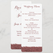 Aangepast bruin Marsala- en wit trouwmenu Menu (Voorkant / Achterkant)