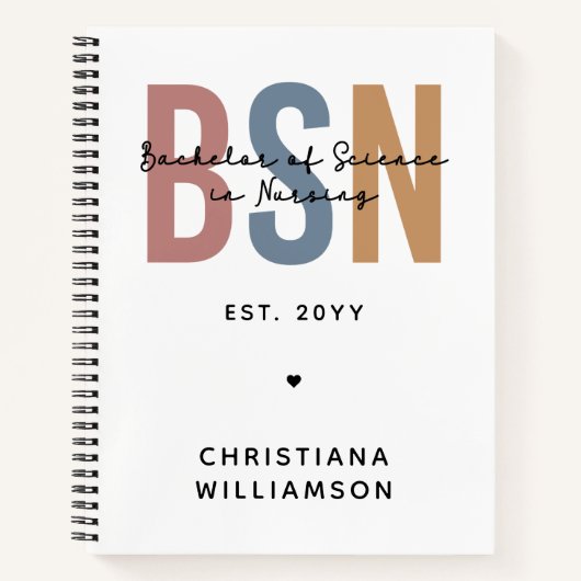 Aangepast BSN-bachelor voor wetenschap in verpleeg Notitieboek (Voorkant)
