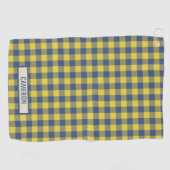 Aangepast Buffalo Plaid Tartan Patroon Geel Blauw Golfhanddoek (Horizontaal)