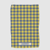 Aangepast Buffalo Plaid Tartan Patroon Geel Blauw Golfhanddoek (Voorkant)