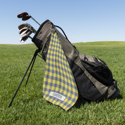 Aangepast Buffalo Plaid Tartan Patroon Geel Blauw Golfhanddoek (Groen)