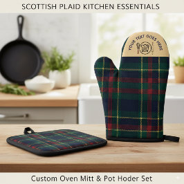 Aangepast Buffalo Schotse keuken ruitpatroon  Ovenwant & Pannenlap Set