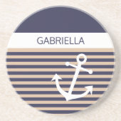 Aangepast buisbeige bruine strippatroon zandsteen onderzetter (Voorkant)