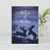 Aangepast Bunny Rabbit Blue Night Jubileum Wishes (Staand voorkant)