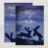 Aangepast Bunny Rabbit Blue Night Jubileum Wishes (Voorkant / Achterkant)