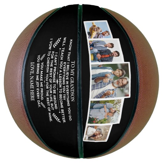 Aangepast cadeau aan mijn kleinzoon met 5 foto's basketbal (Verticaal)