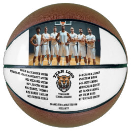 Aangepast cadeau met teamfoto, spelersnamen en Log Basketbal