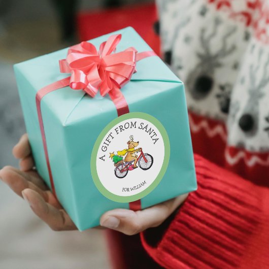 Aangepast cadeau van de Kerstman sticker voor kind