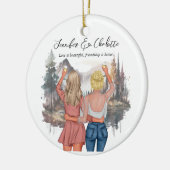 Aangepast cadeau voor beste vriend portret keramisch ornament (Links)