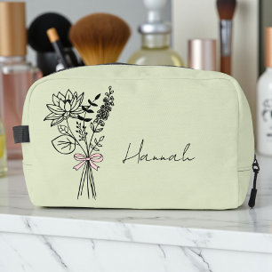 Aangepast Cadeau voor Bruidsmeisje Bloemige Salie Toilettasje