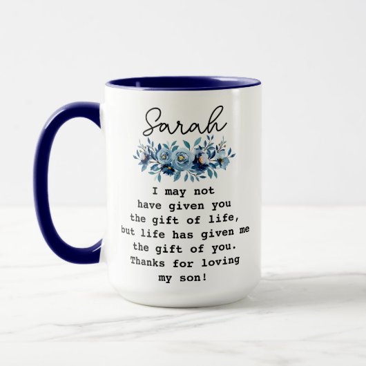 Aangepast cadeau voor schoondochter van moeder van mok (Links)