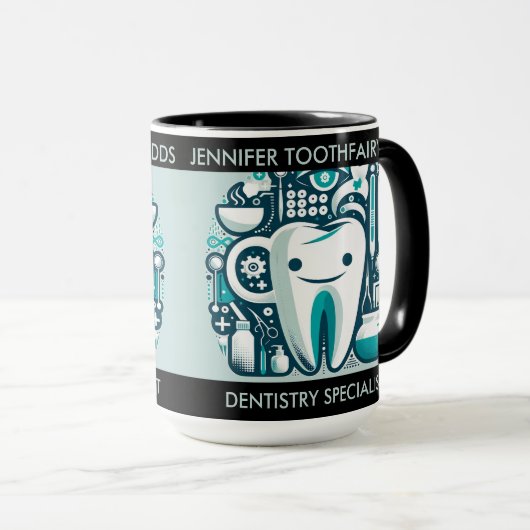 Aangepast cadeau voor tandarts mok (Voorkant rechts)