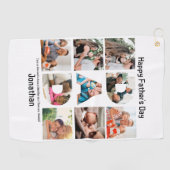 Aangepast cadeau voor vaders Dag 9 Foto Collage Golfhanddoek (Horizontaal)