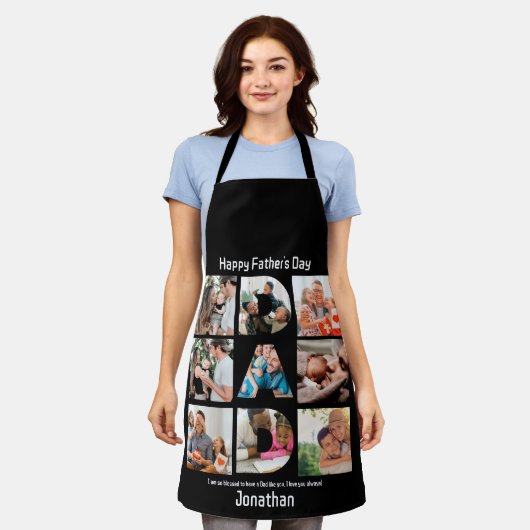 Aangepast cadeau voor vaders Dag 9 Foto Collage Schort (Gedragen)