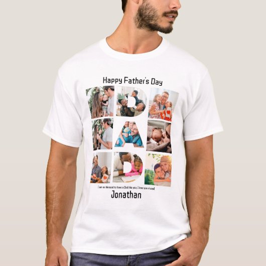 Aangepast cadeau voor vaders Dag 9 Foto Collage T-shirt (Voorkant)