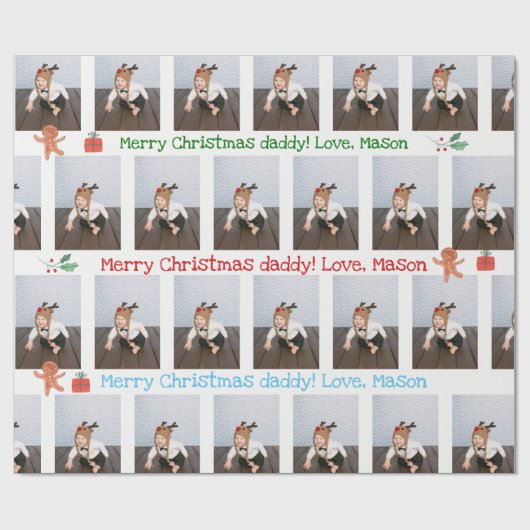 Aangepast cadeaupapier met foto- en tekstomloop (Vlak)