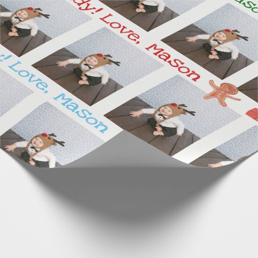 Aangepast cadeaupapier met foto- en tekstomloop (Hoek)