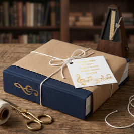 Aangepast cadeautag voor muziekleraar met folie bedankjes labels