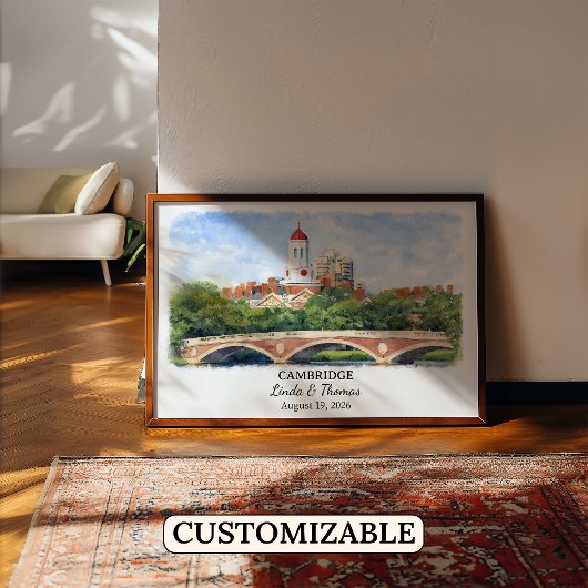 Aangepast Cambridge-wanddecor, Massachusetts-poste Poster