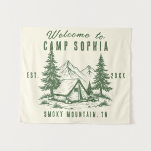 Aangepast Camp Bach Tapestry – Rustic Cabin Mounta Wandkleed