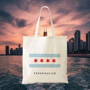 aangepast canvas met Chicago-vlag Tote Bag