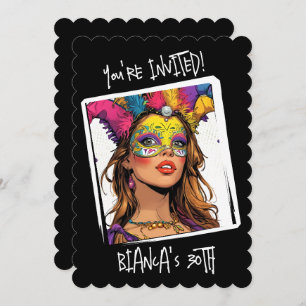 Aangepast Carnaval masker 30ste verjaardag Kaart