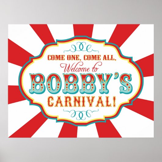 Aangepast carnaval Welkom Birthday Banner voor Bob Poster (Voorkant)