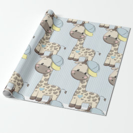 Aangepast Cartoon Baby Giraffe Wrappen Papier