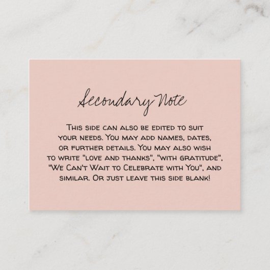 Aangepast, Casual, veelzijdig dubbelzinnig huwelij Informatiekaartje (Achterkant)