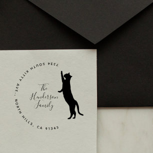 Aangepast  Cat Minimal Family Retouradres Rubberstempel