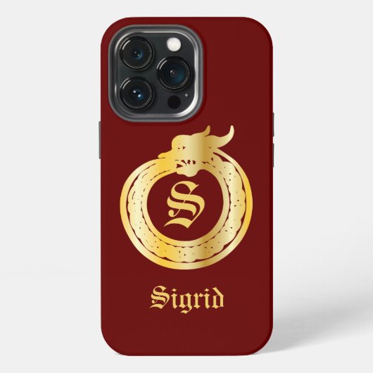 Aangepast celtertype Ouroboros-monogram in goudkle iPhone Hoesje (Achterkant)