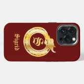 Aangepast celtertype Ouroboros-monogram in goudkle iPhone Hoesje (Achterkant horizontaal)