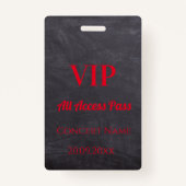 Aangepast Chalkboard Naam Datum VIP Toegang Rood Badge (Voorkant)