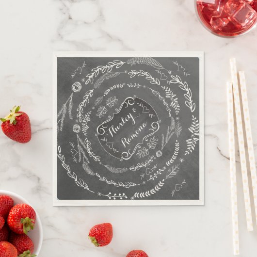 Aangepast Chalkboard Wedding Paper Napkins Servetten (Insitu)