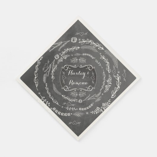Aangepast Chalkboard Wedding Paper Napkins Servetten (Hoek)