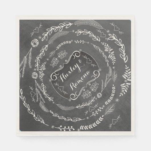 Aangepast Chalkboard Wedding Paper Napkins Servetten (Voorkant)