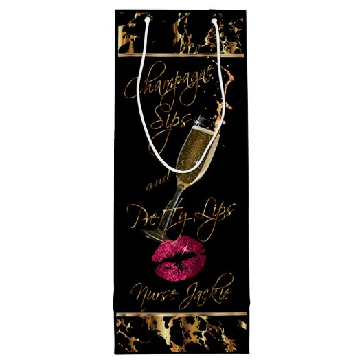 Aangepast - Champagne-zegels en  liften Wijn Cadeautas (Achterkant)