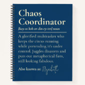 Aangepast Chaos Coördinator Dagboek Cadeau voor Co Notitieboek (Voorkant)