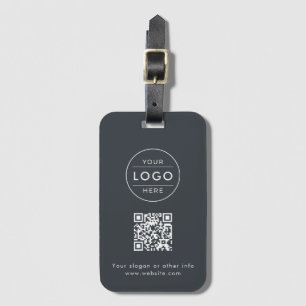 Aangepast Charcoal Gray QR Code Logo Bagagelabel
