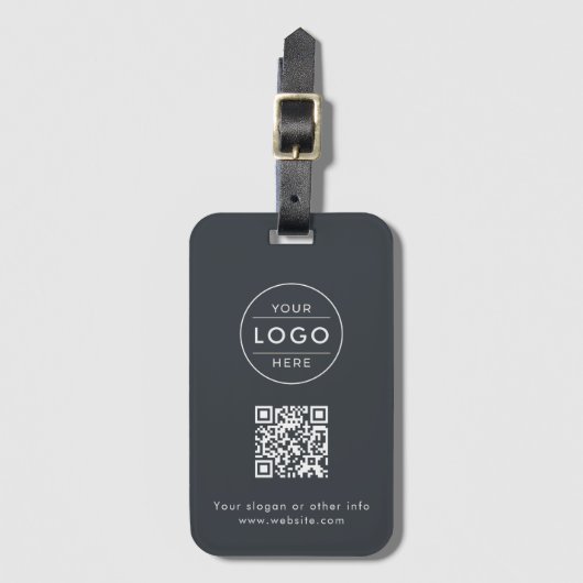Aangepast Charcoal Gray QR Code Logo Bagagelabel (Voorkant (verticaal))