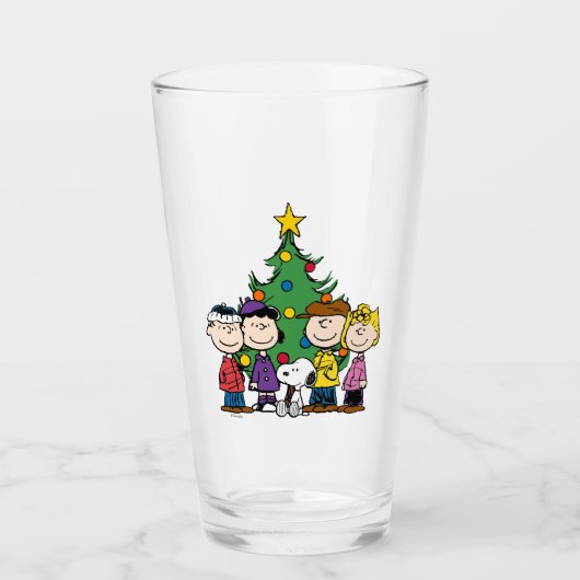 Aangepast Charlie Brown en Friends Winter Birthday Glas (Voorkant)