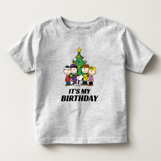 Aangepast Charlie Brown en Friends Winter Birthday Kinder Shirts (Voorkant)