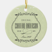 Aangepast chateau Roos Sec wijn Kerstversiering Keramisch Ornament (Voorkant)