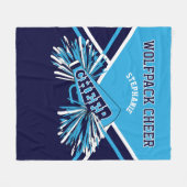 Aangepast - 📣 Cheerleader Blue, Navy Blue en Whit Fleece Deken (Voorkant (Horizontaal))
